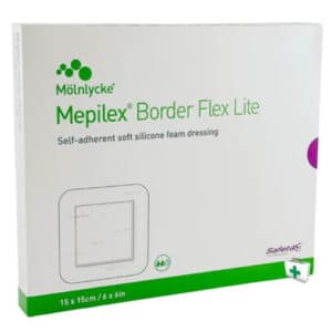 MOL 581500 | Molnlycke Mepilex Border Flex Lite Adherent Foam Dressing | 15cm x 15cm | Box of 5
