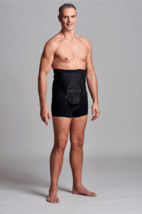 CUI Wear Unisex Adjustable Hole Anti Roll Ostomy Hernia Support Belt | X-Large 10" Deep | Black Right Sided | F926XL | 1 Item