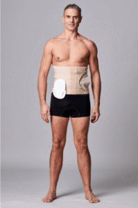 CUI Wear Unisex Adjustable Hole Anti Roll Ostomy Hernia Support Belt | XX-Large 10" Deep | Beige Right Sided | F927XXL | 1 Item