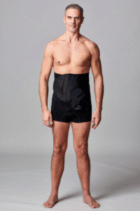 CUI Wear Unisex Adjustable Hole Anti Roll Ostomy Hernia Support Belt | X-Large 10" Deep | Black Left Sided | F932XL | 1 Item