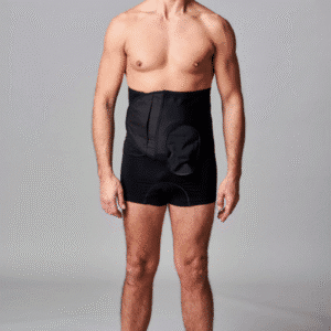 CUI Wear Unisex Adjustable Hole Anti Roll Ostomy Hernia Support Belt | X-Large 10" Deep | Black Left Sided | F932XL | 1 Item