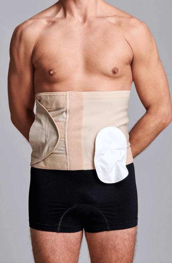 CUI Wear Unisex Adjustable Hole Anti Roll Ostomy Hernia Support Belt | XX-Large 10" Deep | Beige Left Sided | F933XXL | 1 Item