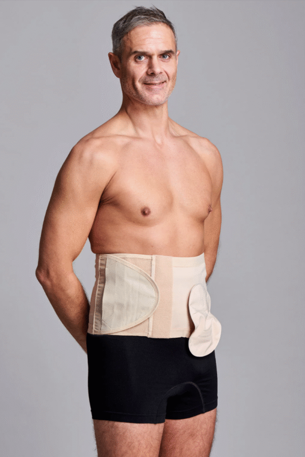 CUI Wear Unisex Adjustable Hole Anti Roll Ostomy Hernia Support Belt | Small 8" Deep | Black Left Sided | F917S | 1 Item