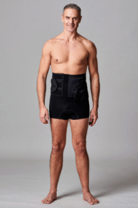 CUI Wear Unisex Adjustable Hole Anti Roll Ostomy Hernia Support Belt | Small 8" Deep | Black Left Sided | F917S | 1 Item