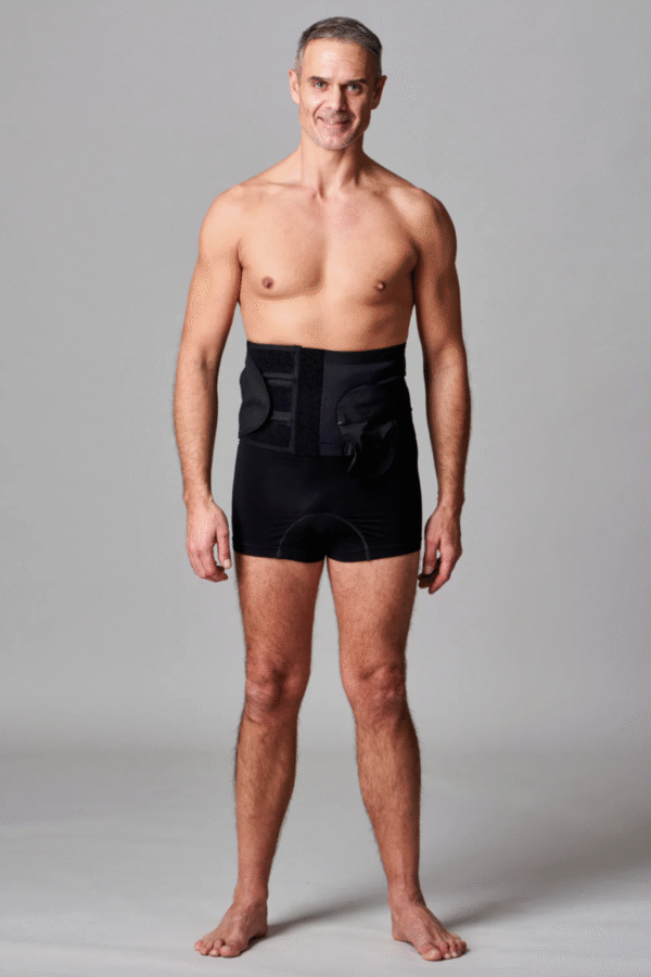 CUI Wear Unisex Adjustable Hole Anti Roll Ostomy Hernia Support Belt | Small 8" Deep | Black Left Sided | F917S | 1 Item