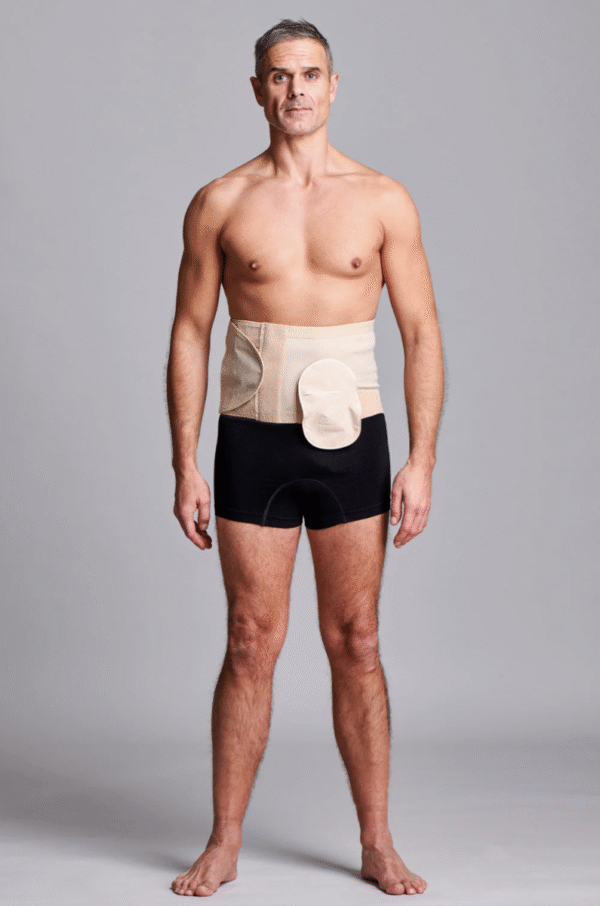 CUI Wear Unisex Adjustable Hole Anti Roll Ostomy Hernia Support Belt | Small 8" Deep | Black Left Sided | F917S | 1 Item